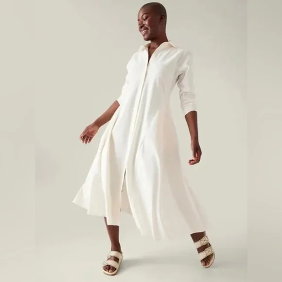 Athleta Cosmic Layer Dress In Magnolia White Midi Women's Size 3X - Picture 1 of 16